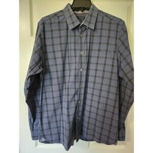 Ted Baker London Mens Shirt navy/black plaid design, detail on sleeve Cuff